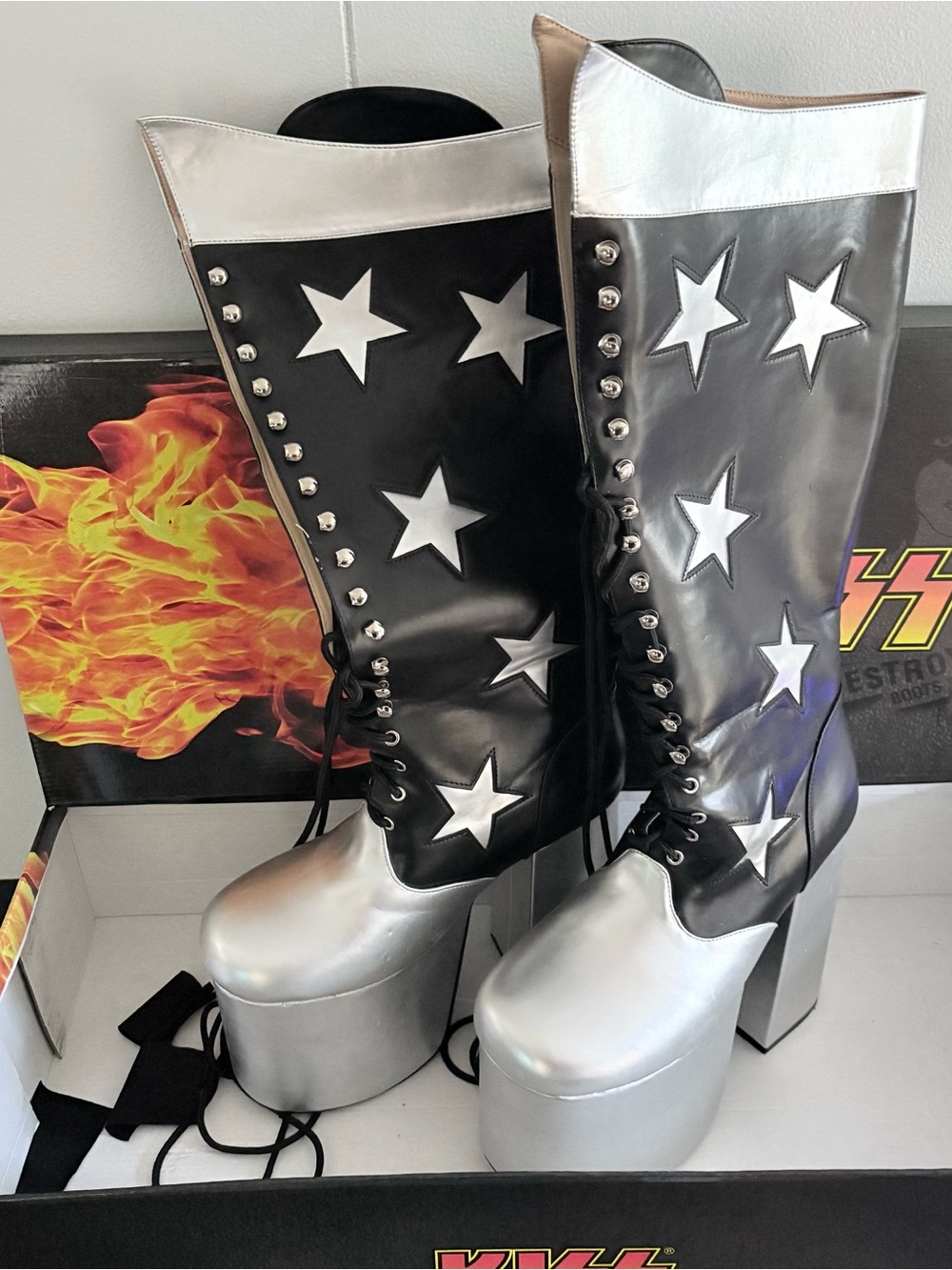 KISS Starchild Platform Boots Adult Size 12 Paul Stanley Costume w/ Box